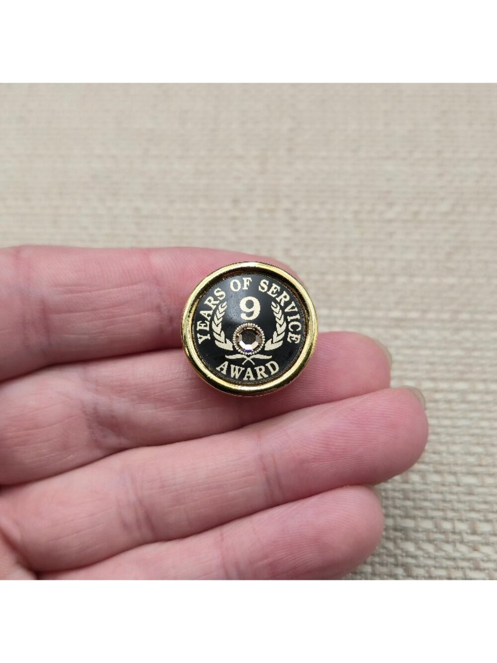 9 Years of Service Award Employee Recognition Clear Faux Gem Pin A8990